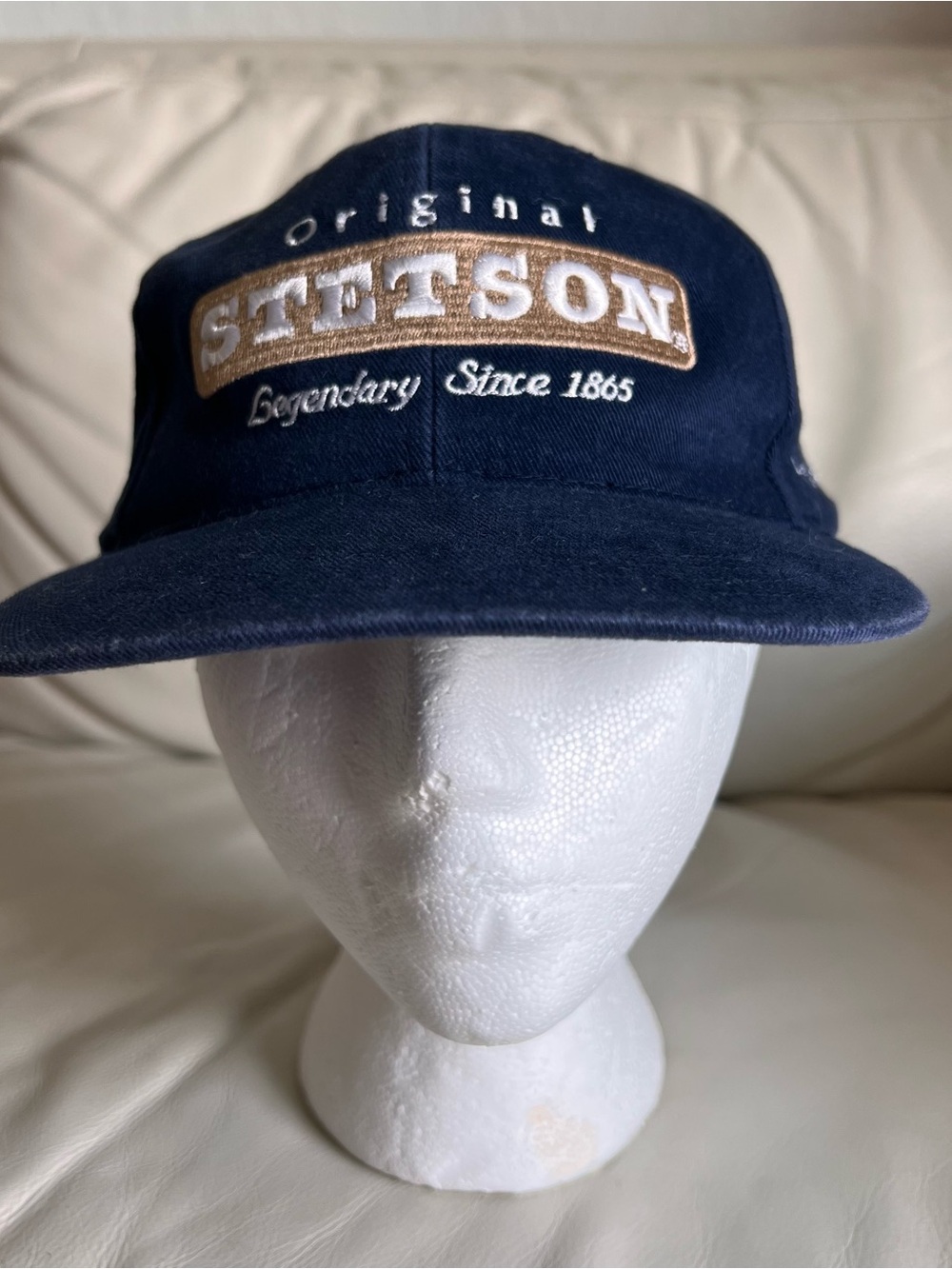 Stetson Navy Cap with Tan Embroidered Badge 100% Cotton